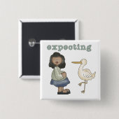 Verwacht - Afrikaanse Amerikaanse mam is en is in  Vierkante Button 5,1 Cm (Voorkant /achterkant)