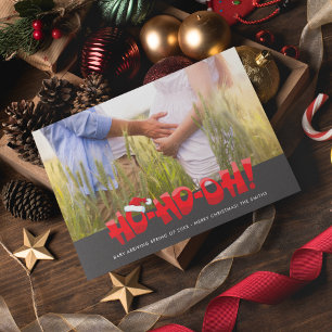 Verwacht Baby paar kerstfoto's Ho Ho Oh Feestdagenkaart