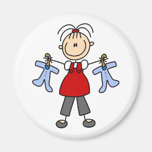 Verwacht Baby Stickfiguur Magneet