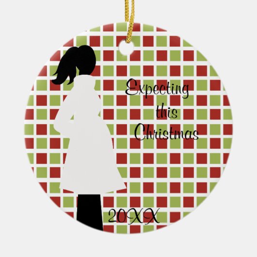Verwacht deze kerstzwangerschap keramisch ornament (Voorkant)