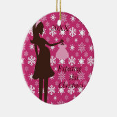 Verwacht deze kerstzwangerschap keramisch ornament (Rechts)