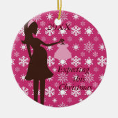 Verwacht deze kerstzwangerschap keramisch ornament (Voorkant)