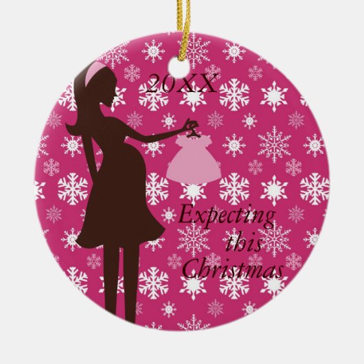 Verwacht deze kerstzwangerschap keramisch ornament (Voorkant)