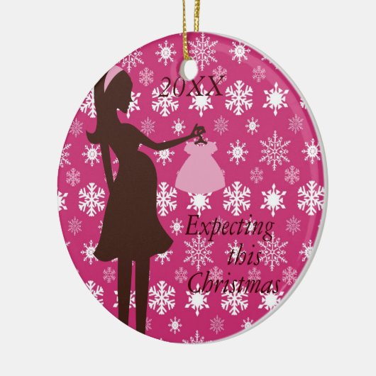 Verwacht deze kerstzwangerschap keramisch ornament (Links)