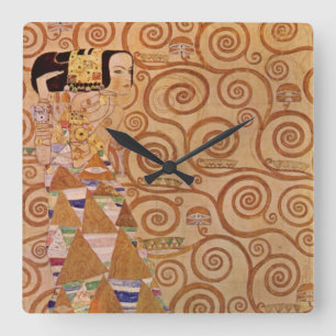 Verwacht door Klimt  Victoriaans Art Nouveau Vierkante Klok