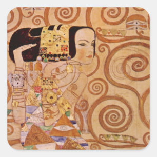 Verwacht door Klimt Victoriaans Art Nouveau Vierkante Sticker