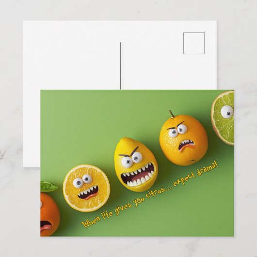 Verwacht drama grappige gezichten briefkaart (Voorkant / Achterkant)
