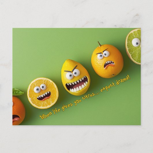 Verwacht drama grappige gezichten briefkaart (Voorkant)