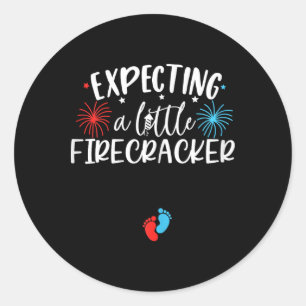 Verwacht een beetje vuurwerk grappig 4 juli p ronde sticker
