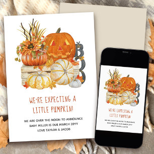 Verwacht een klein pompoentje Rustic Halloween Aankondiging