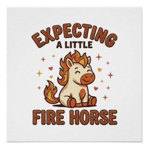 Verwacht Een Klein Vuur Paard Vintage Baby Shirt_1 Perfect Poster