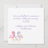 Verwacht Flamingo Paarse Zwangerschap Aankondiging (Achterkant)