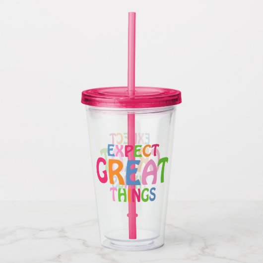 Verwacht Grote Dingen Inspirerend Typografische Ci Acryl Drinkbeker (Voorkant)