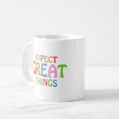 Verwacht Grote Dingen Inspirerend Typografische Ci Koffiemok (Voorkant links)