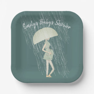 Verwacht mama met Umbrella Papieren Bordje