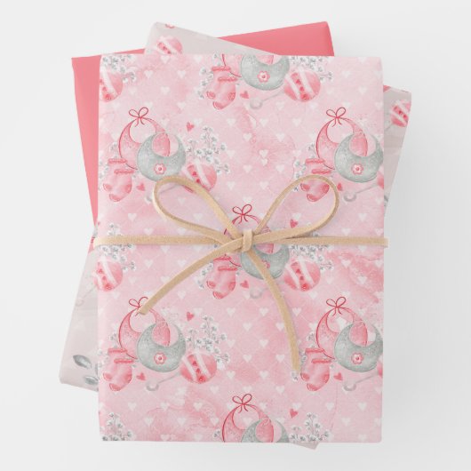 Verwacht moeder baby meisje Roze Inpakpapier Vel (In situ)