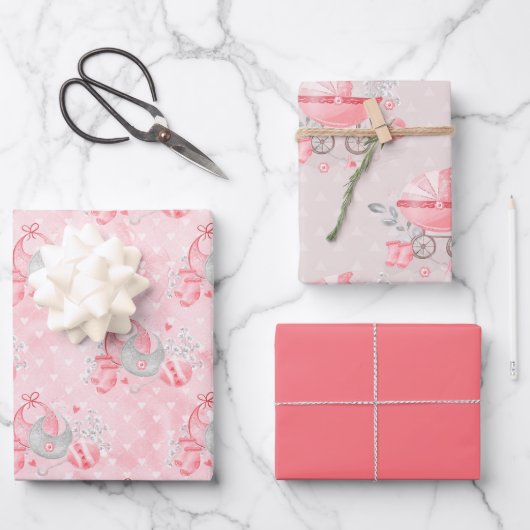 Verwacht moeder baby meisje Roze Inpakpapier Vel (Voorkant)