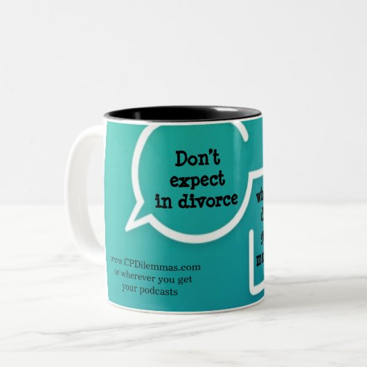 "Verwacht niet in echtscheiding.." mok (Voorkant links)