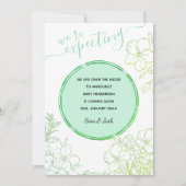 Verwacht op groene lijn Drawn Flowers Zwangerschap Aankondiging (Voorkant)