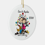 Verwacht paar 3 Honden 3 Kattenversiering Keramisch Ornament (Rechts)