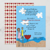 Verwacht paar grillen uitnodigingen Baby shower (Voorkant / Achterkant)