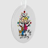 Verwacht paar, hond en kat Acrylversiering Ornament (voorkant)