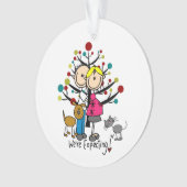 Verwacht paar, hond en kat Acrylversiering Ornament (voorkant)