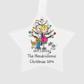 Verwacht paar, hond en kat Acrylversiering Ornament (achterkant)