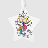 Verwacht paar, hond en kat Acrylversiering Ornament (voorkant)