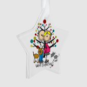 Verwacht paar, hond en kat Acrylversiering Ornament (voorkant)