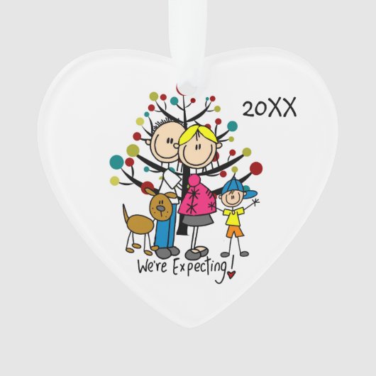 Verwacht paar, jongen en dog Acrylzuur Ornament (voorkant)