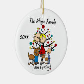 Verwacht paar met jongen, hond, kat-sierlijk keramisch ornament (Rechts)