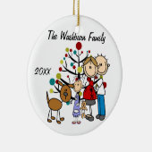 Verwacht paar met meisje- en hondenversiering keramisch ornament (Rechts)