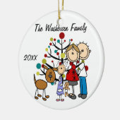 Verwacht paar met meisje- en hondenversiering keramisch ornament (Links)