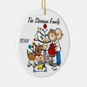 Verwacht paar met meisje, jongen, hond, kat-sierli keramisch ornament (Rechts)