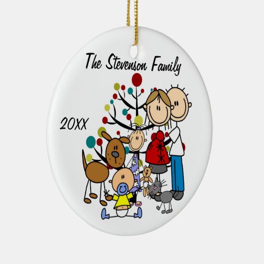 Verwacht paar met meisje, jongen, hond, kat-sierli keramisch ornament (Rechts)