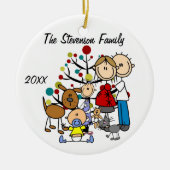 Verwacht paar met meisje, jongen, hond, kat-sierli keramisch ornament (Voorkant)