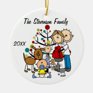 Verwacht paar met meisje, jongen, hond, kat-sierli keramisch ornament