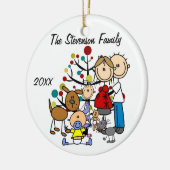 Verwacht paar met meisje, jongen, hond, kat-sierli keramisch ornament (Links)