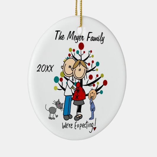 Verwacht paar met Toddler Boy/Cat Ornament (Rechts)