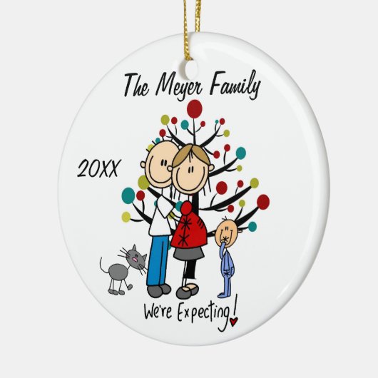 Verwacht paar met Toddler Boy/Cat Ornament (Links)