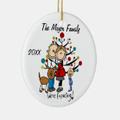 Verwacht paar met Toddler Boy/Dog Ornament (Rechts)