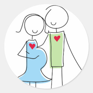 Verwacht Paar Ronde Sticker