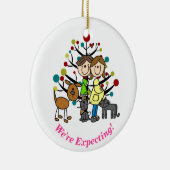 Verwacht Paar, Twee Katten, Hond Ornament (Rechts)