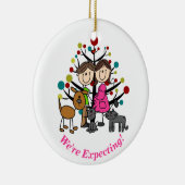 Verwacht Paar, Twee Katten, Hond Ornament (Rechts)