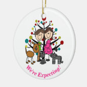 Verwacht Paar, Twee Katten, Hond Ornament (Links)