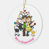Verwacht paar, twee katten, honden keramisch ornament (Links)