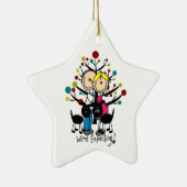 Verwacht paar zwarte honden Aangepaste versiering Keramisch Ornament (Rechts)