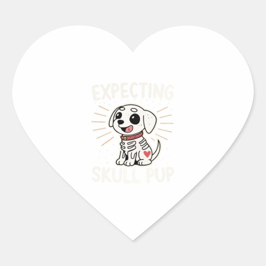 Verwacht Skull Pup Halloween Hart Sticker (Voorkant)