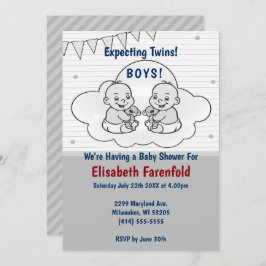 Verwacht tweekleurige Baby shower met wolkenkrabbe Kaart